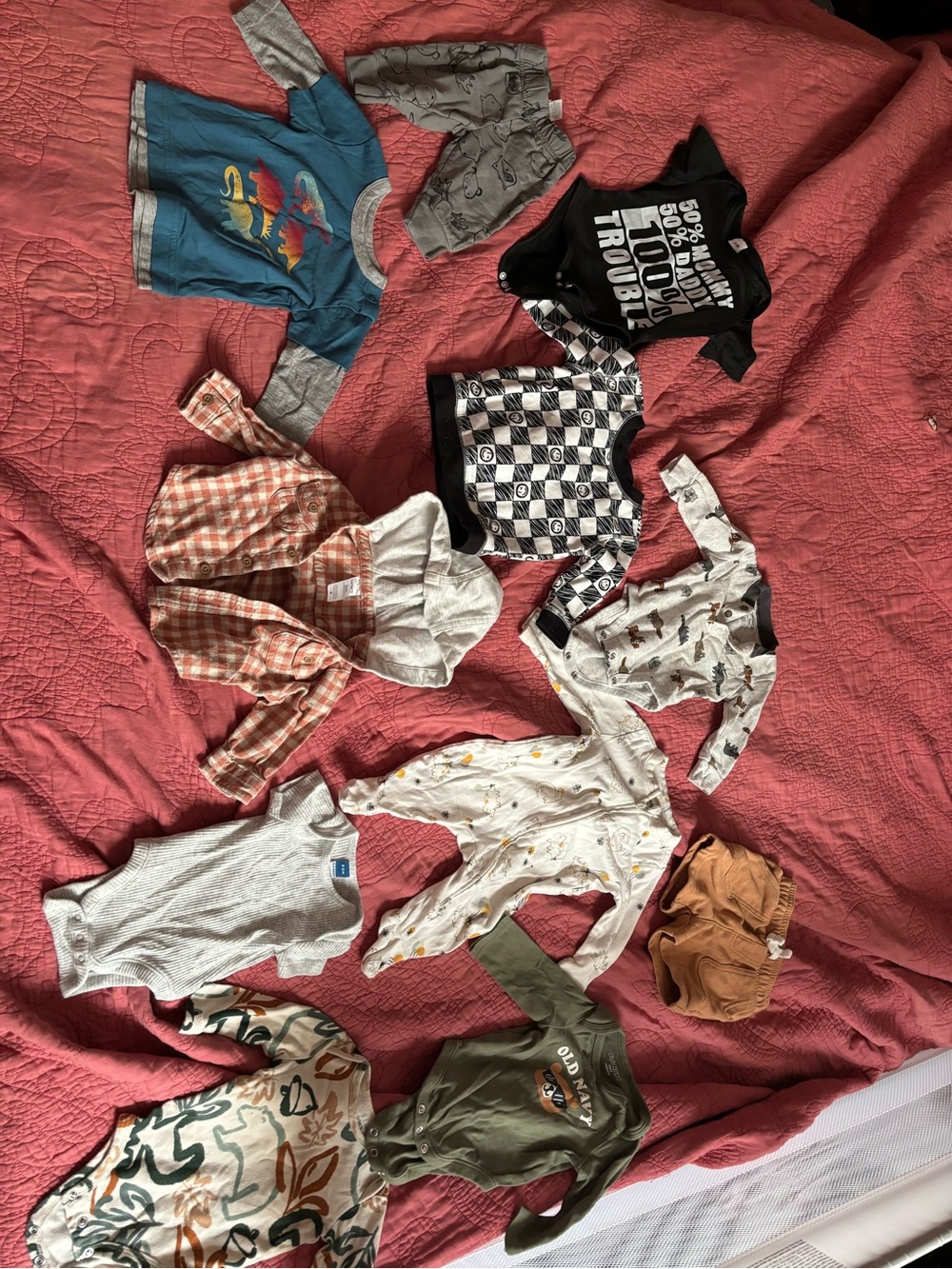 Lot of Mixed Baby Onesies and Tops - Multicolor
